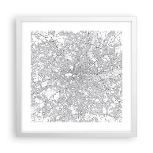 Plagát v bielom ráme - Mapa londýnskeho labyrintu - 40x40 cm
