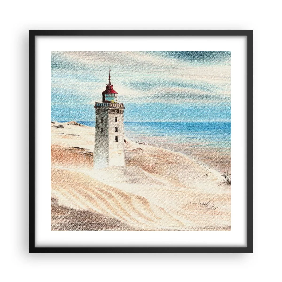 Plagát v čiernom ráme - Vždy hľadí na more - 50x50 cm