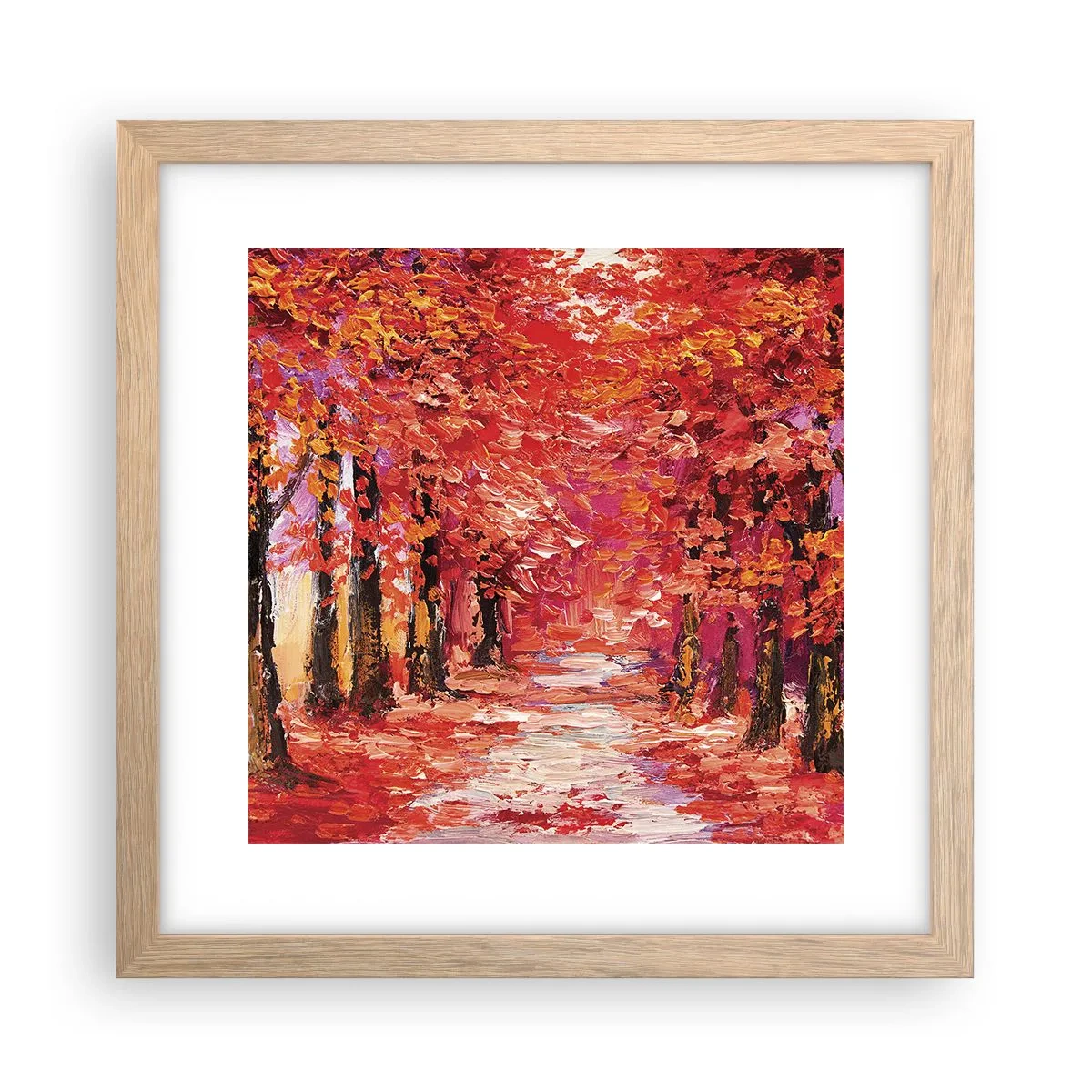 Plagát v ráme zo svetlého duba - Jesenná impresia - 30x30 cm