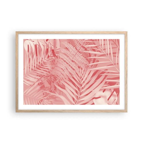 Plagát v ráme zo svetlého duba - Ružový koncept - 70x50 cm