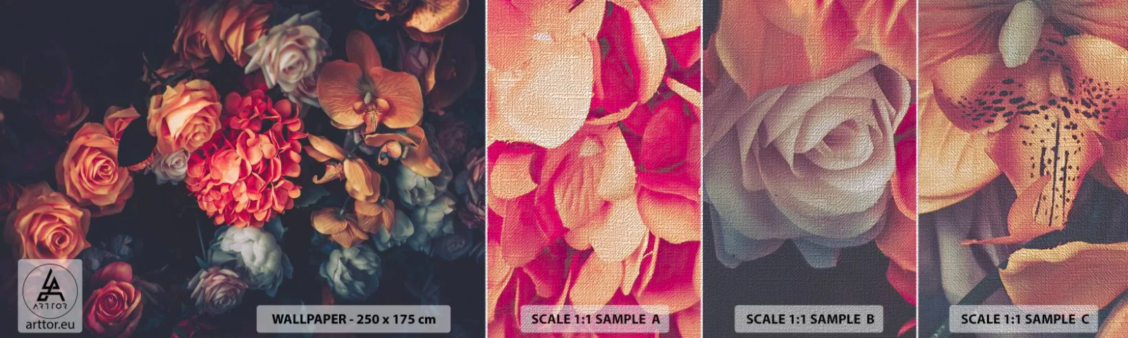 Vzorka fototapety Premium Canvas - Ako u holandských majstrov - Kytica kvetov, Kvety, ruže - 100x30 cm