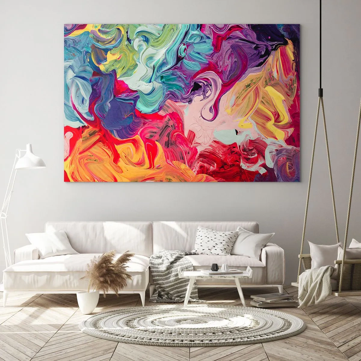 Obraz na skle - Zrodenie farieb - 120x80 cm