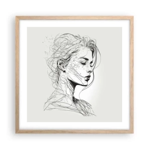 Plagát v ráme zo svetlého duba - Portrét v zamyslení - 50x50 cm