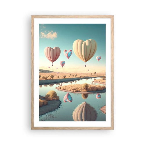 Plagát v ráme zo svetlého duba - Láska ťa nechá vzlietnuť - 50x70 cm