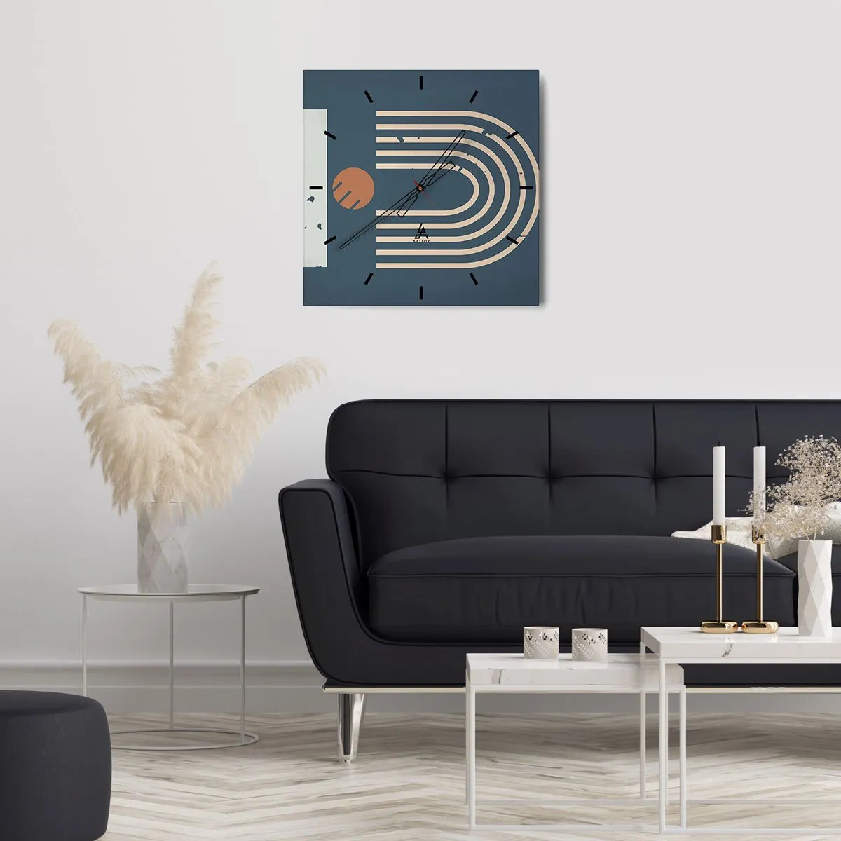 Nástenné hodiny - Geometria v námorníckej modrej - 30x30 cm