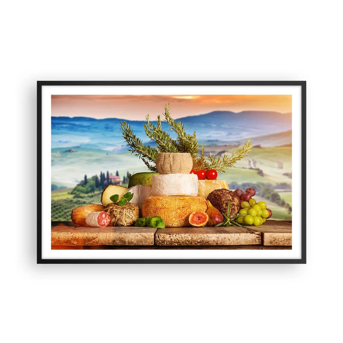 Plagát v čiernom ráme - Talianska radosť zo života - 91x61 cm