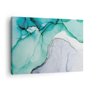 Obraz na plátne - Abstraktný vzor v odtieňoch tyrkysovej a bielej - 70x50cm - Štúdia v tyrkysovej - Moderná nástenná dekorácia do obývacej izby a spálne ARTTOR