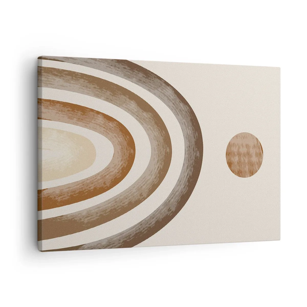 Obraz na plátne - Geometrický planetárny motív v odtieňoch hnedej - 70x50cm - V ďalekej galaxii - Moderná nástenná dekorácia do obývacej izby a spálne ARTTOR