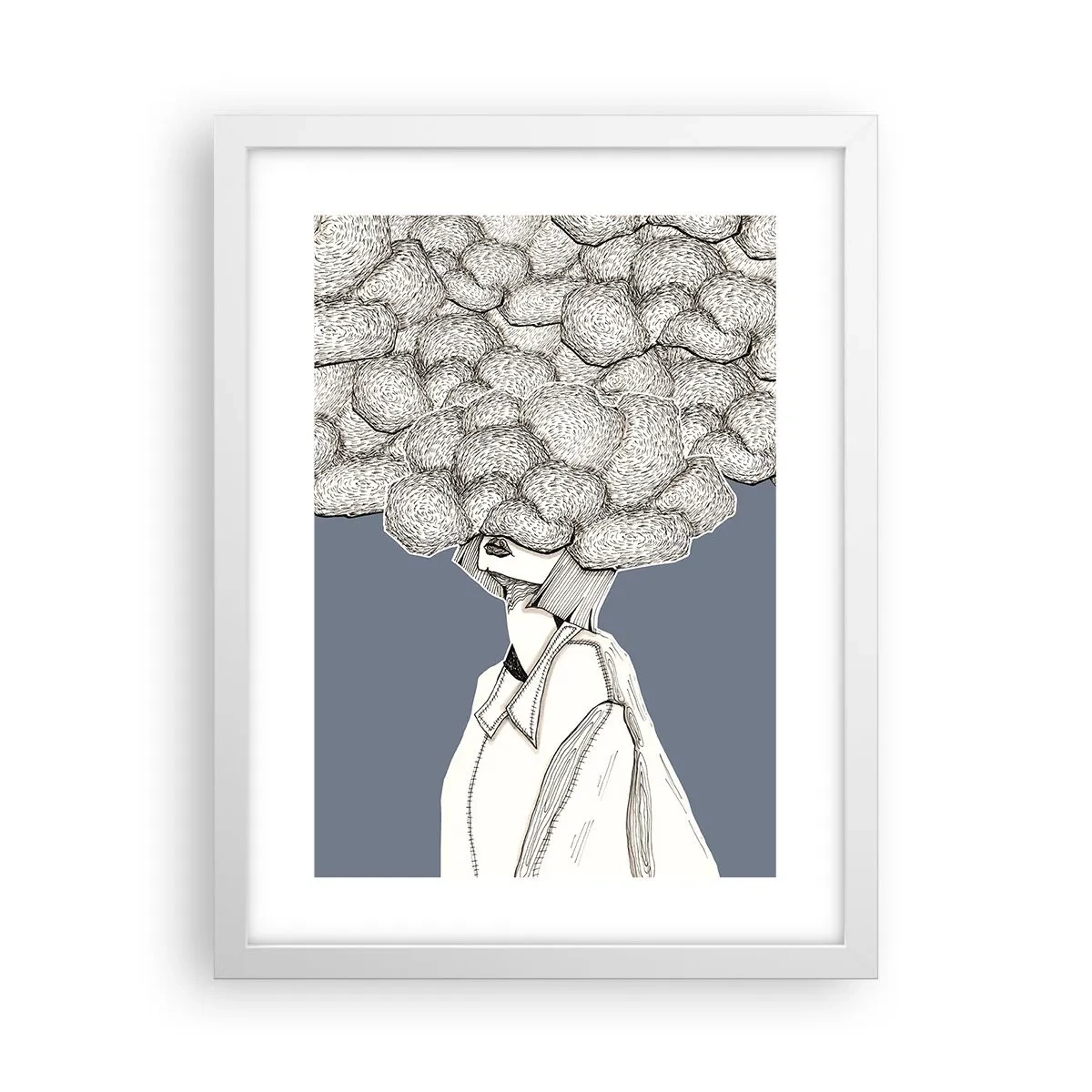 Plagát v bielom ráme - S hlavou v oblakoch - 30x40 cm