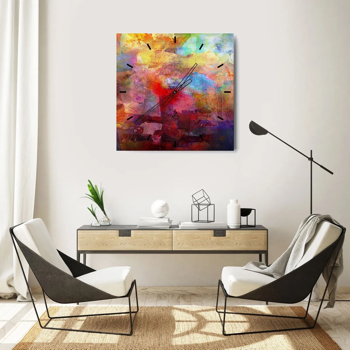 Nástenné hodiny - Pozrieť sa doprostred dúhy - 30x30 cm