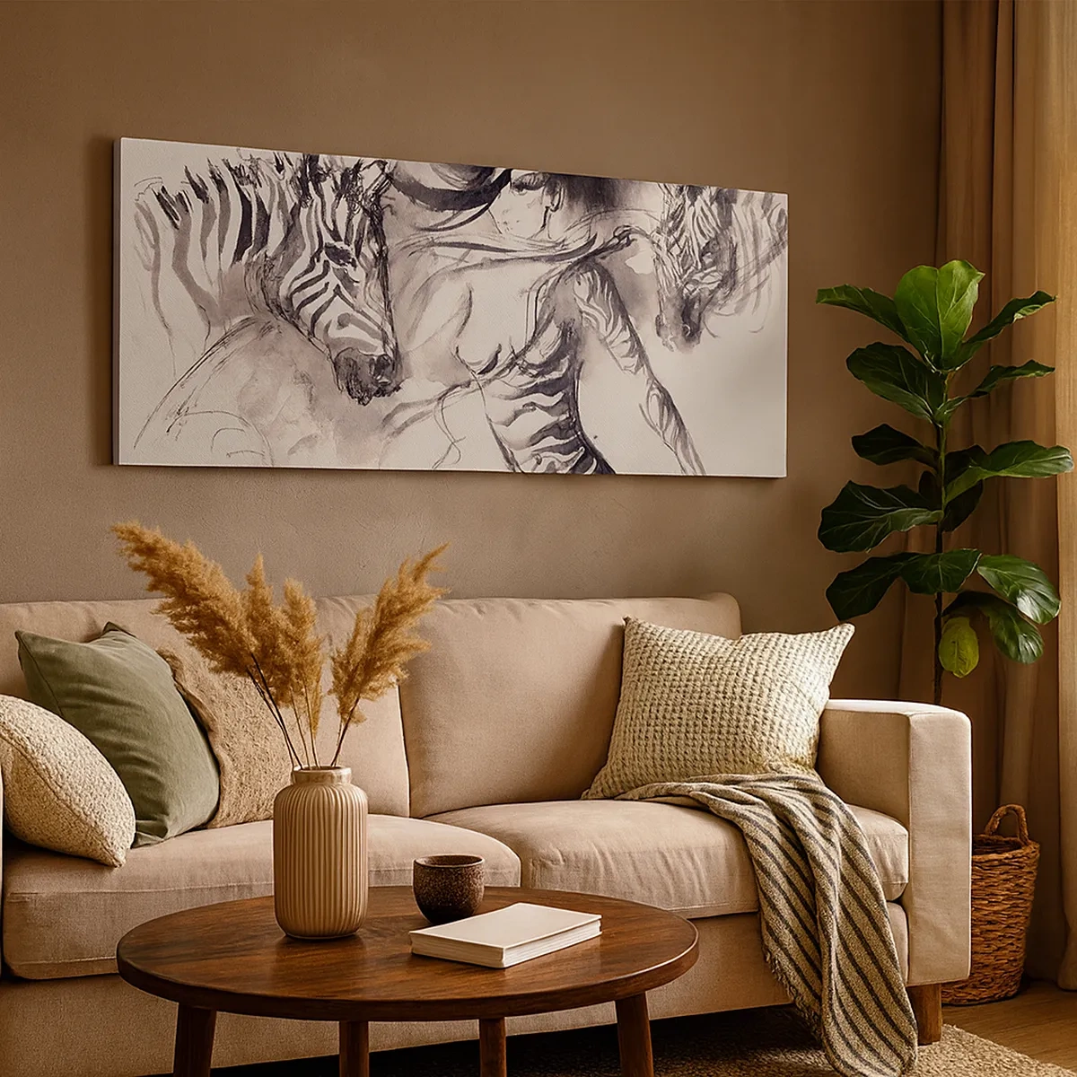 Obraz na plátne - Tancujúca so zebrami - 30x30 cm