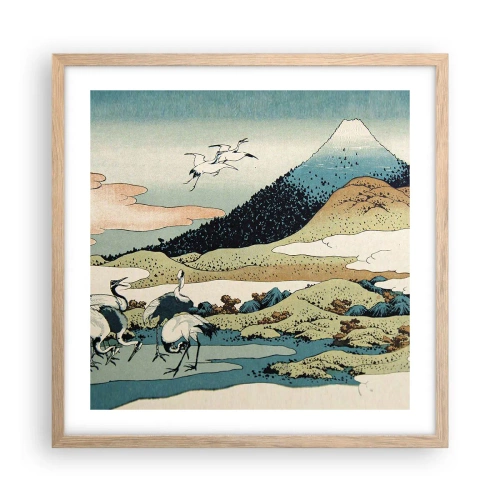 Plagát v ráme zo svetlého duba - V japonskom duchu - 50x50 cm
