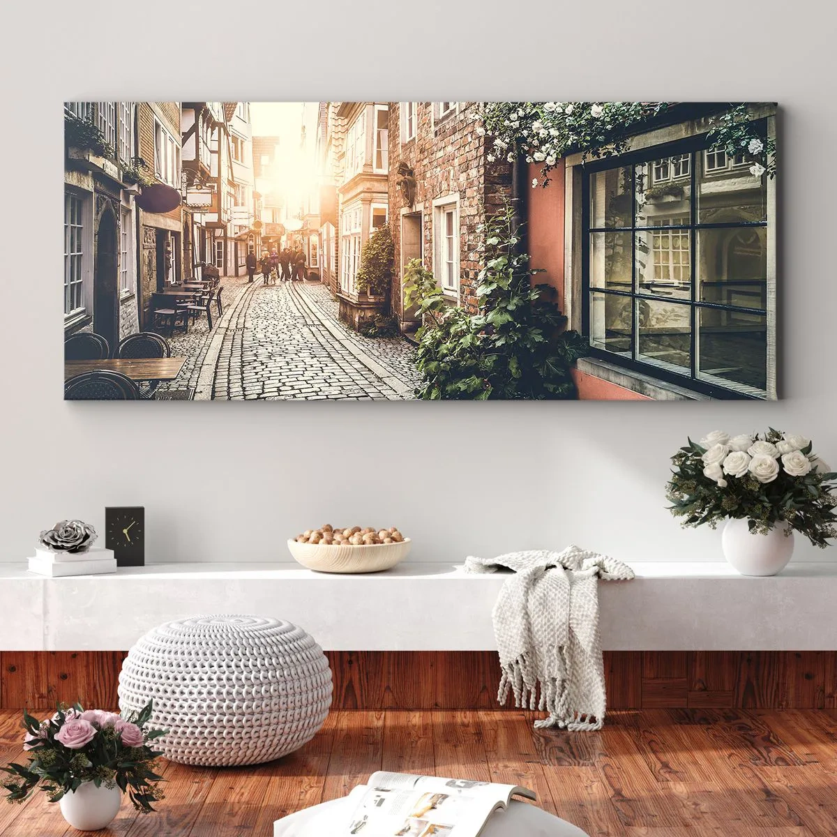 Obraz na plátne - Ružová ulička v ružovej žiare - 100x40 cm