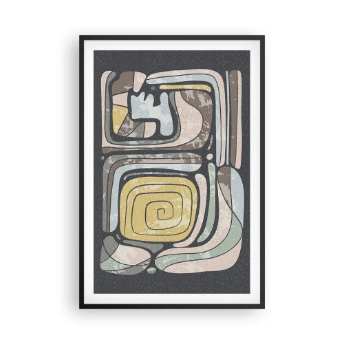 Plagát v čiernom ráme - Abstrakcia v predkolumbovskom duchu - 61x91 cm