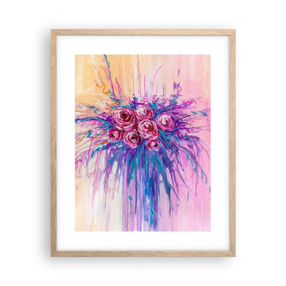Plagát v ráme zo svetlého duba - Ružová fontána - 40x50 cm