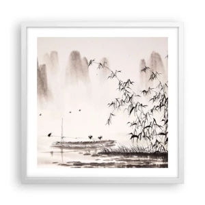 Plagát v bielom ráme - Pokoj ryžových polí - 50x50 cm