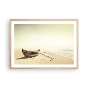 Plagát v ráme zo svetlého duba - Spomienka na južné more - 70x50 cm