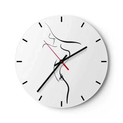 Nástenné hodiny - Minimalistický obrys ženského tela na bielom pozadí - 30x30cm - Nepolapiteľná ako vlna - Moderná nástenná dekorácia do obývacej izby, kuchyne a spálne ARTTOR
