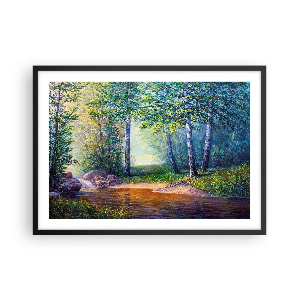 Plagát v čiernom ráme - Idylické prostredie - 70x50 cm