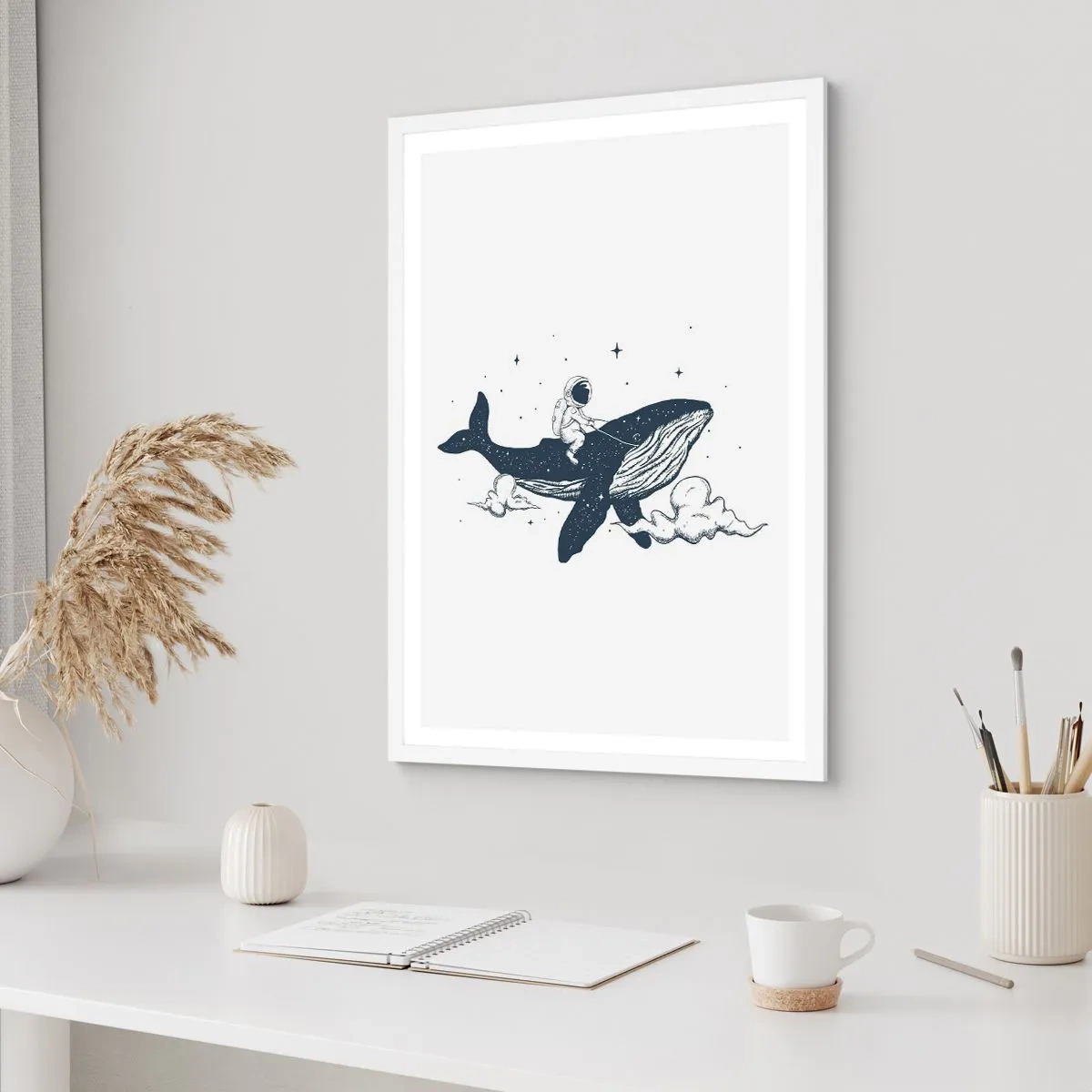 Plagát v bielom ráme - Vesmírne dobrodružstvo - 50x70 cm