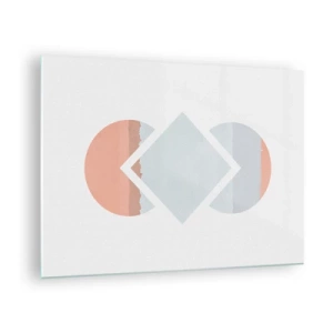 Obraz na skle - Pastelový kosoštvorec v strede medzi polkruhmi na bielom pozadí. - 70x50cm - Situácia je jasná - Moderná nástenná dekorácia do obývacej izby a spálne ARTTOR
