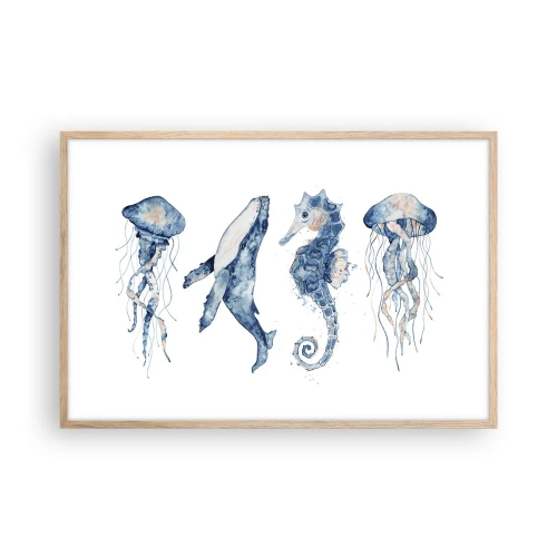 Plagát v ráme zo svetlého duba - Morská divočina - 91x61 cm