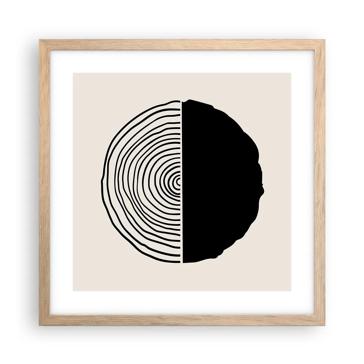 Plagát v ráme zo svetlého duba - Pol na pol - 40x40 cm