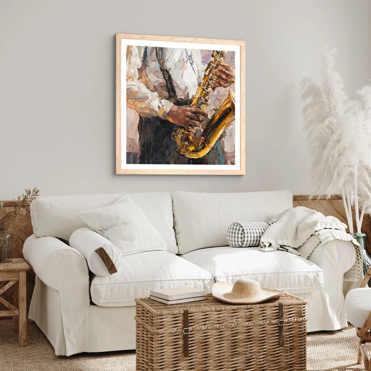 Plagát v ráme zo svetlého duba - Čas na sólovú hru - 30x30 cm