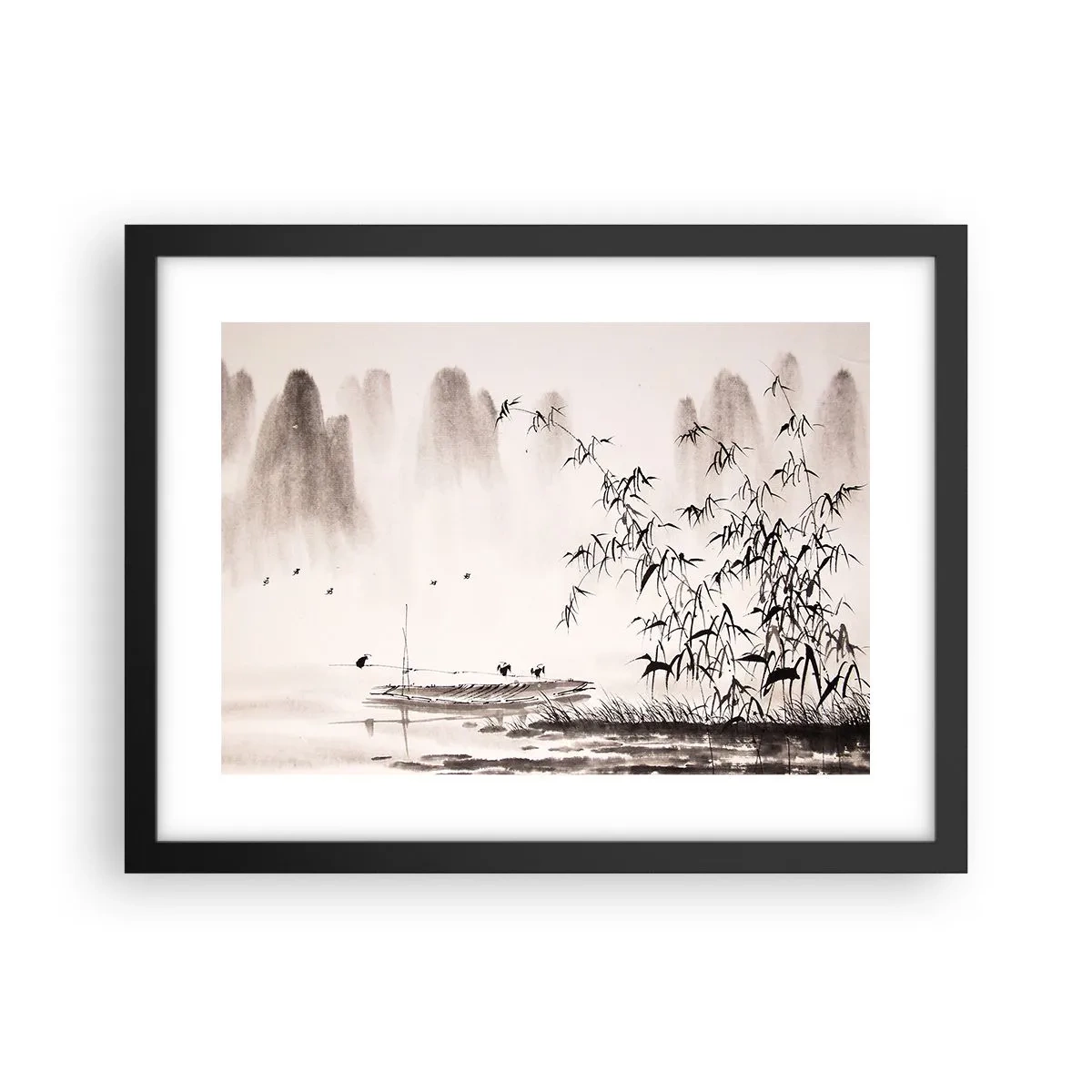 Plagát v čiernom ráme - Pokoj ryžových polí - 40x30 cm