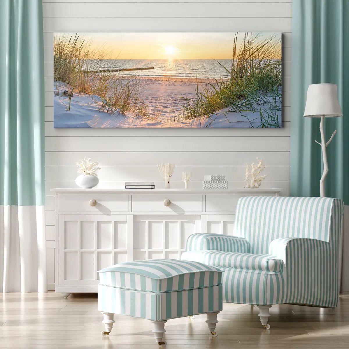 Obraz na plátne - Šumenie mora, spev vtákov, divoká pláž uprostred trávy… - 140x50 cm