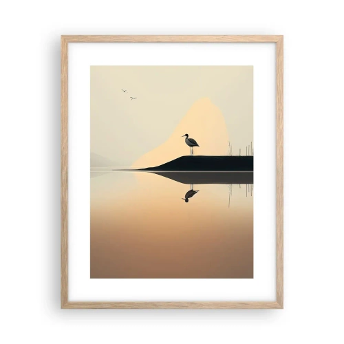 Plagát v ráme zo svetlého duba - Pán na jazere - 40x50 cm