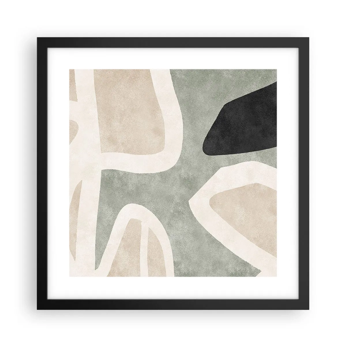 Plagát v čiernom ráme - Kompozícia s čiernym motívom - 40x40 cm