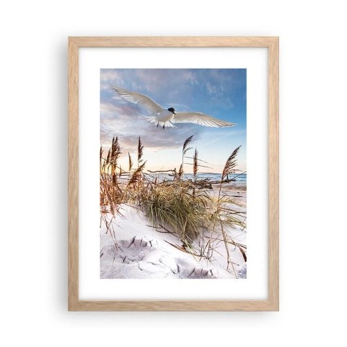 Plagát v ráme zo svetlého duba - Vietor od mora - 30x40 cm