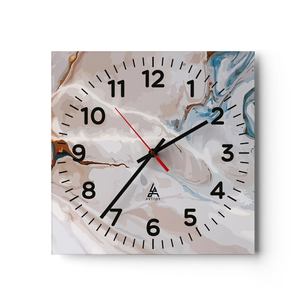 Nástenné hodiny - Modré meandre pod bielou - 30x30 cm