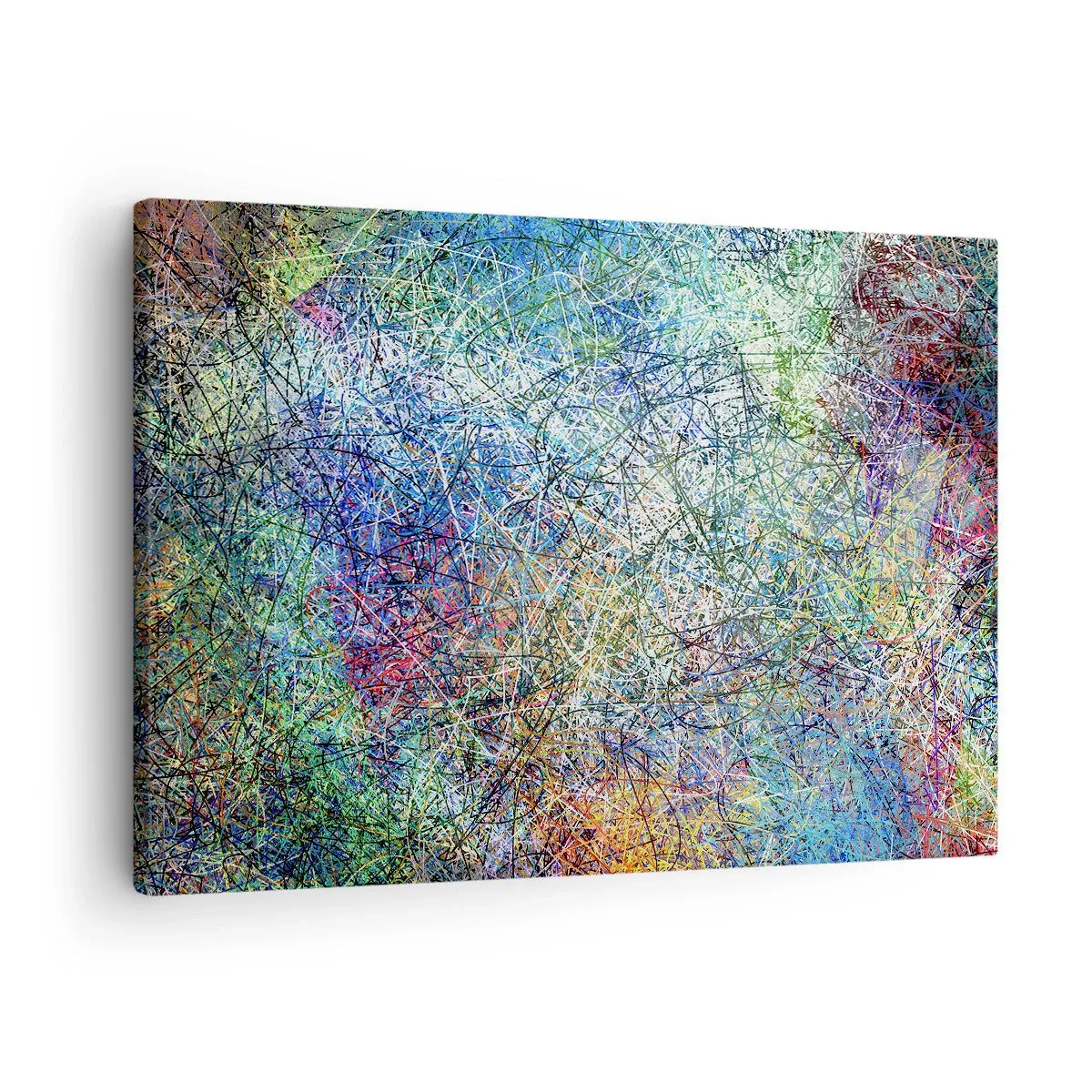 Obraz na plátne - Abstraktná kompozícia s viacfarebnými čiarami a textúrami - 70x50cm - To nie je tak jednoduché - Moderná nástenná dekorácia do obývacej izby a spálne ARTTOR