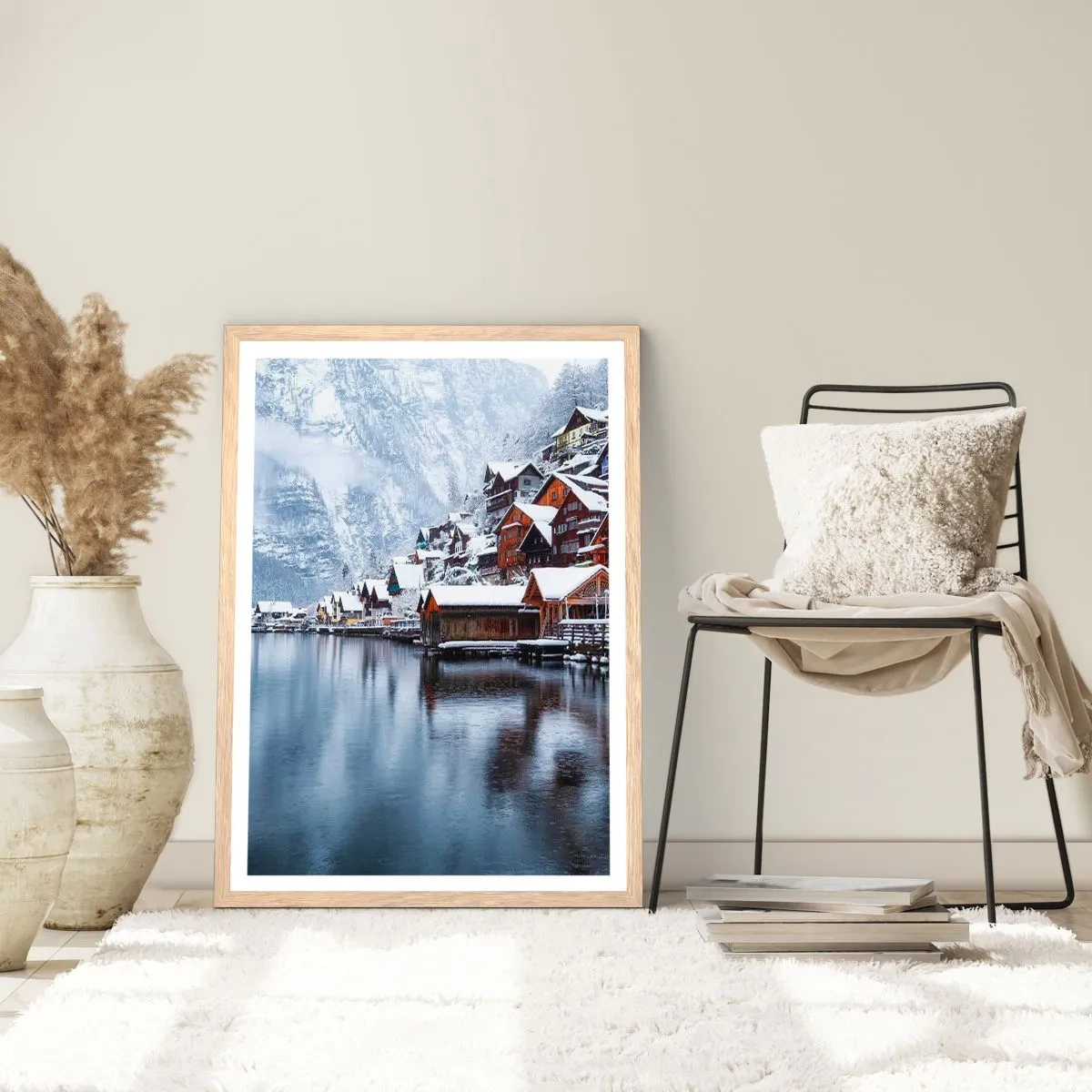 Plagát v ráme zo svetlého duba - V zimnej dekorácii - 70x100 cm