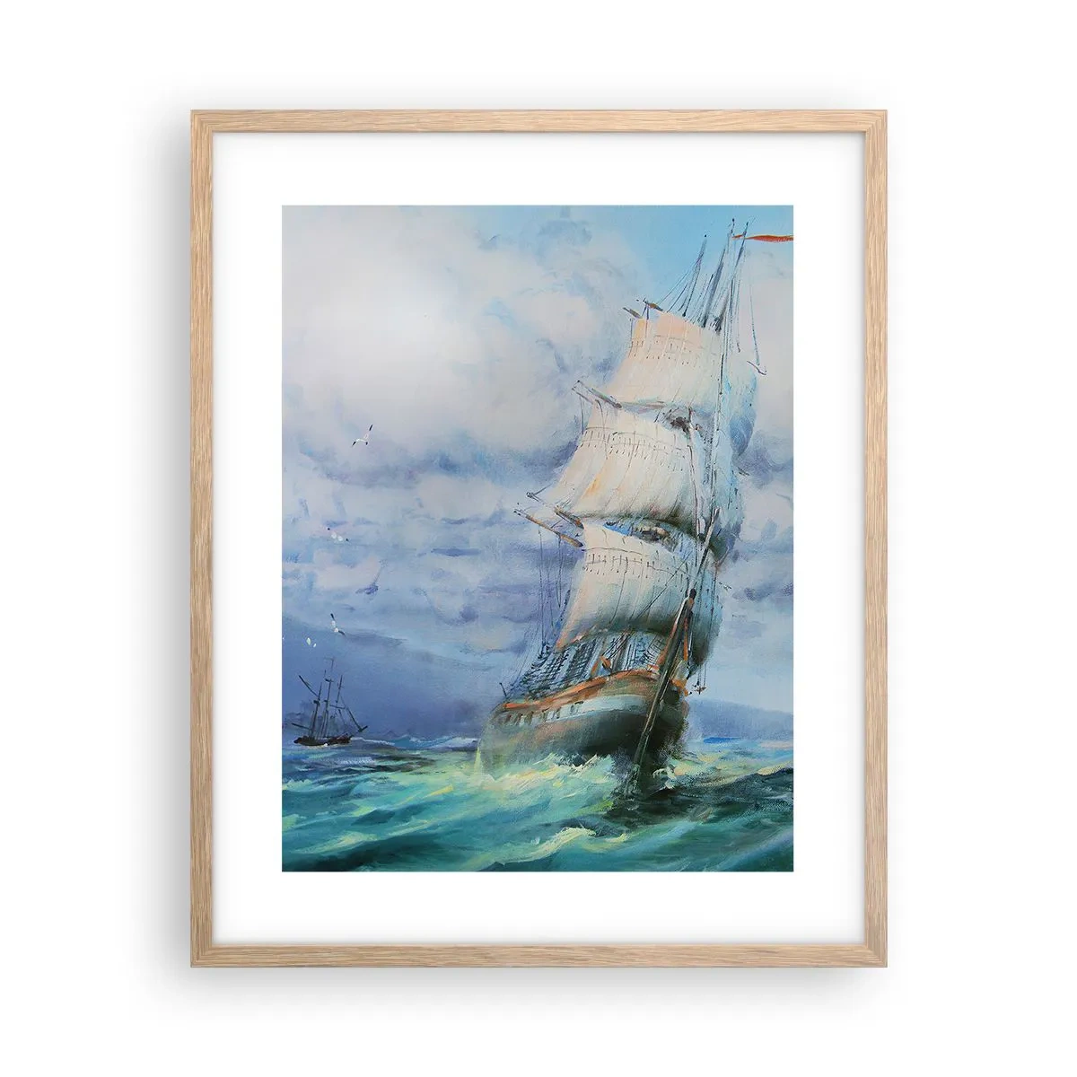 Plagát v ráme zo svetlého duba - Šťastnú cestu - 40x50 cm