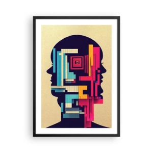Plagát v čiernom ráme - Abstraktná silueta s geometrickými tvarmi - 50x70cm - Nové väzby - Moderná nástenná dekorácia do obývacej izby a spálne ARTTOR