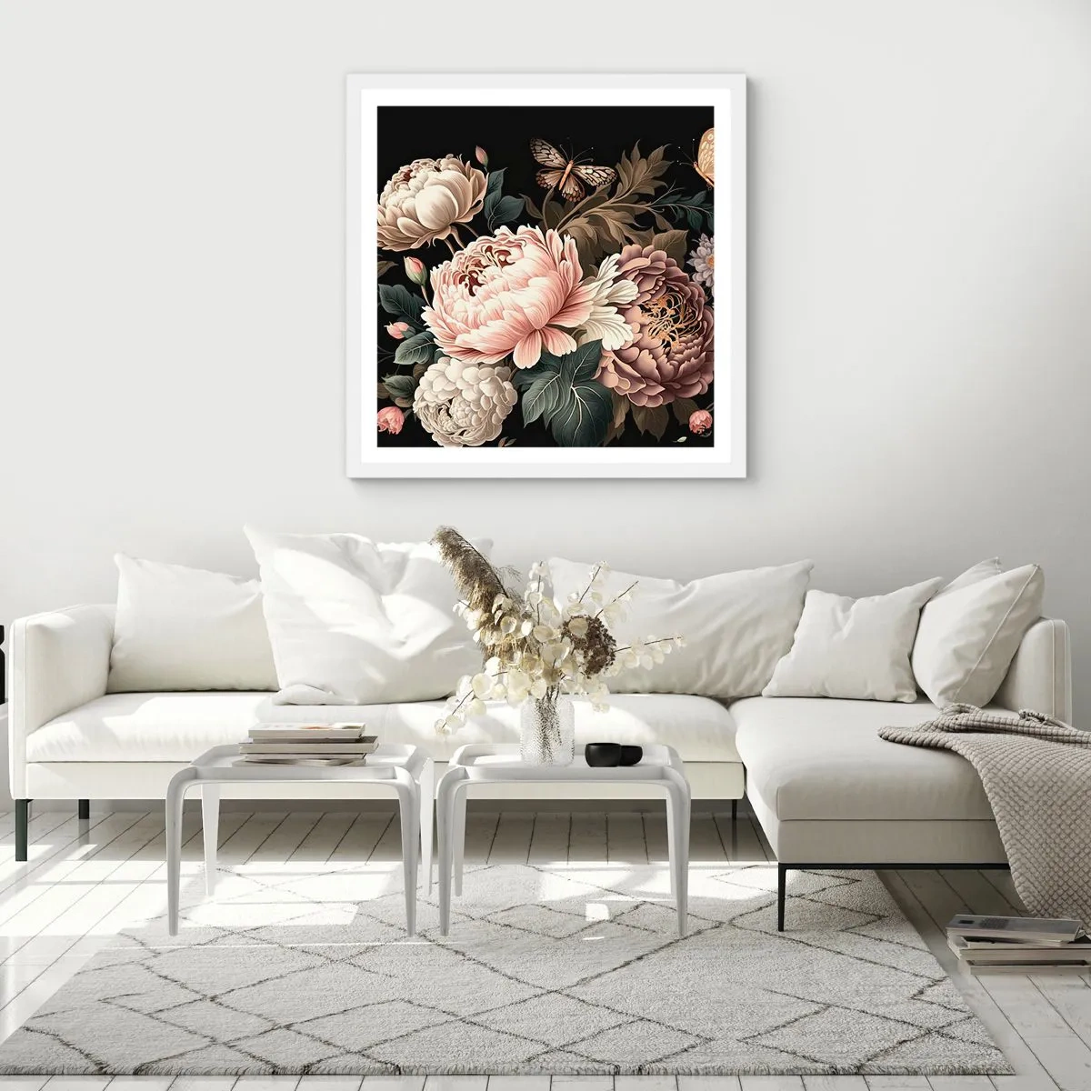 Plagát v bielom ráme - V barokovom štýle - 60x60 cm