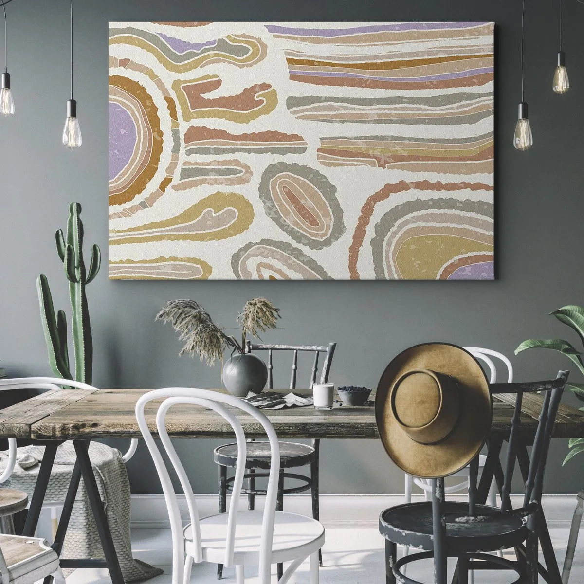Obraz na plátne - Farebné prierezy abstraktných tvarov - 70x50cm - Farebné prierezy - Moderná nástenná dekorácia do obývacej izby a spálne ARTTOR