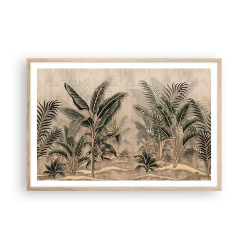 Plagát v ráme zo svetlého duba - Rytina v koloniálnom štýle - 91x61 cm