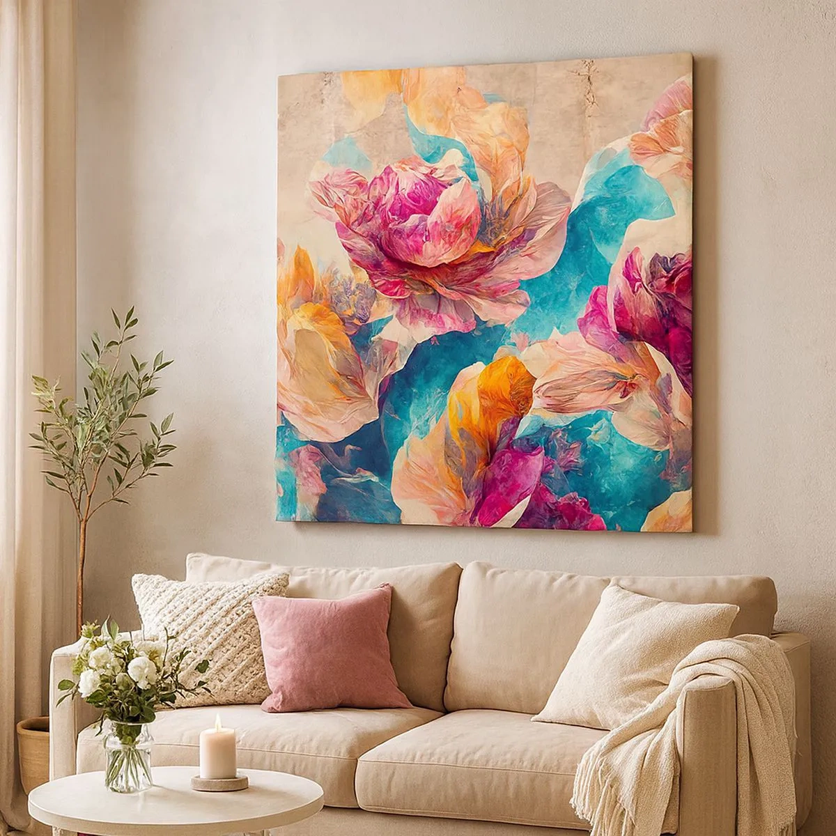 Obraz na plátne - Farebné bohatstvo kytice - 30x30 cm