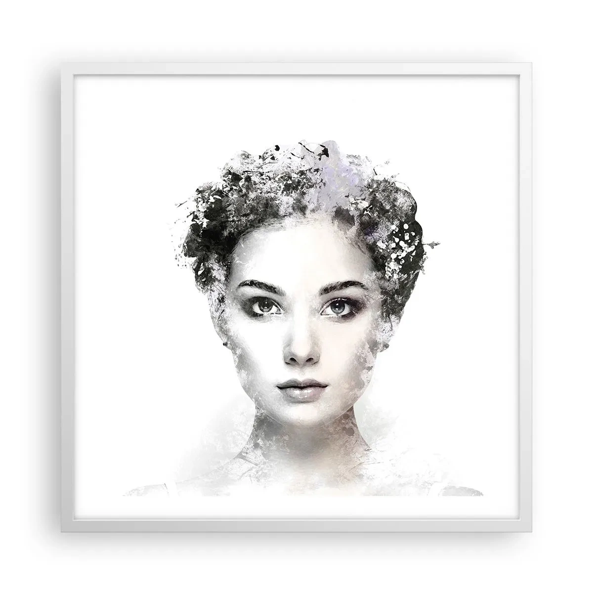 Plagát v bielom ráme - Veľmi štýlový portrét - 60x60 cm