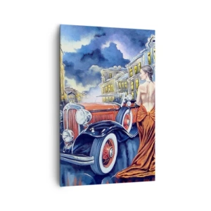 Obraz na plátne - Nokturno v modrej a koralovej - 80x120 cm