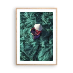 Plagát v ráme zo svetlého duba - V mori sietí - 50x70 cm