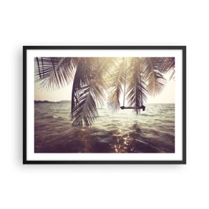 Plagát v čiernom ráme - Hojdať sa ľubovoľne v oblakoch - 70x50 cm