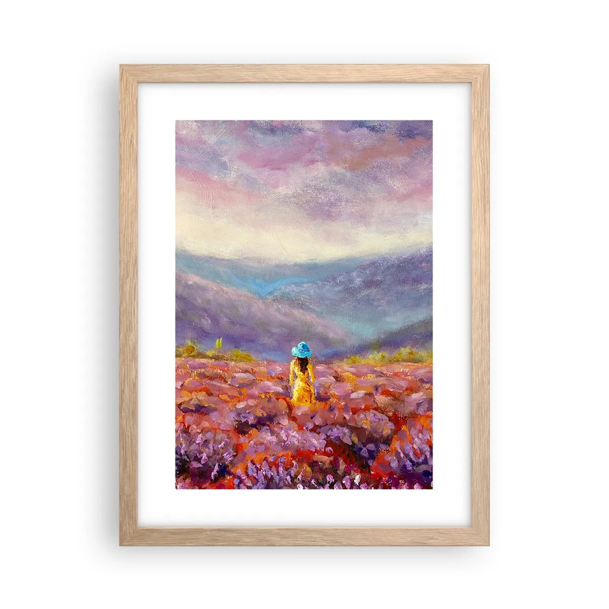 Plagát v ráme zo svetlého duba - V levanduľovom svete - 30x40 cm