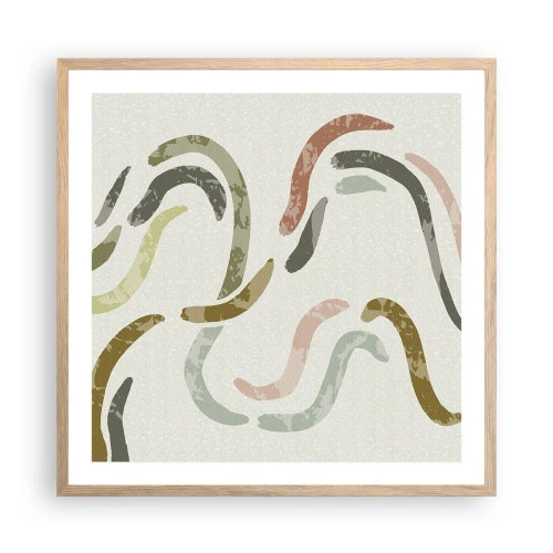 Plagát v ráme zo svetlého duba - Radostný tanec abstrakcie - 60x60 cm