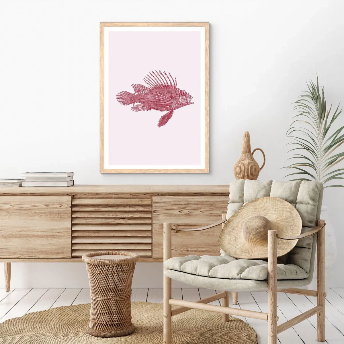 Plagát v ráme zo svetlého duba - Obyvateľka exotických vôd - 50x70 cm