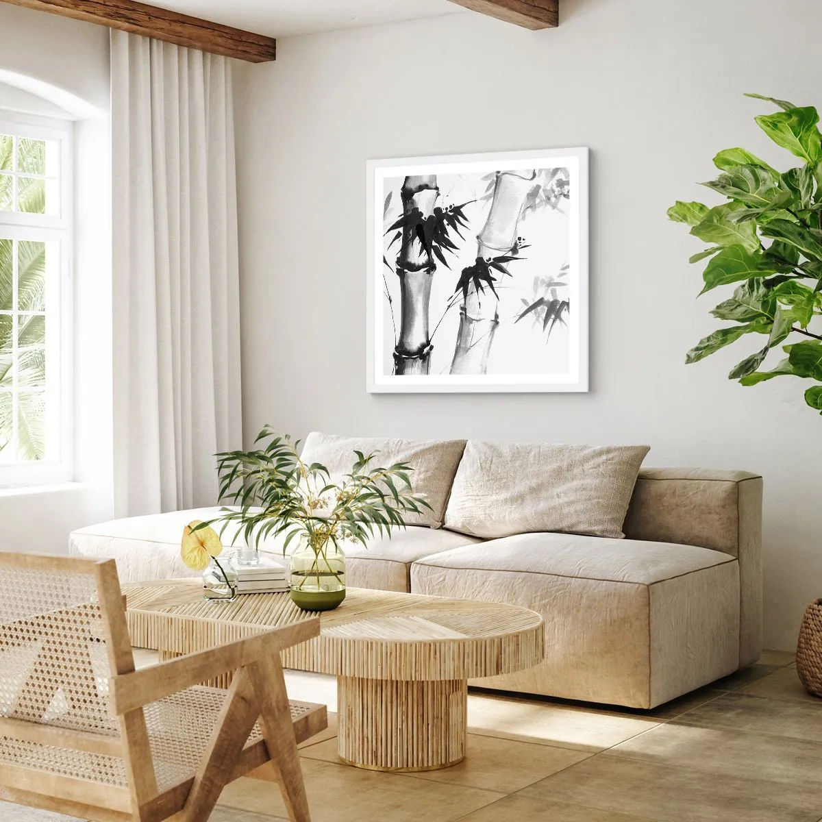 Plagát v bielom ráme - Blízky záber na orient - 60x60 cm